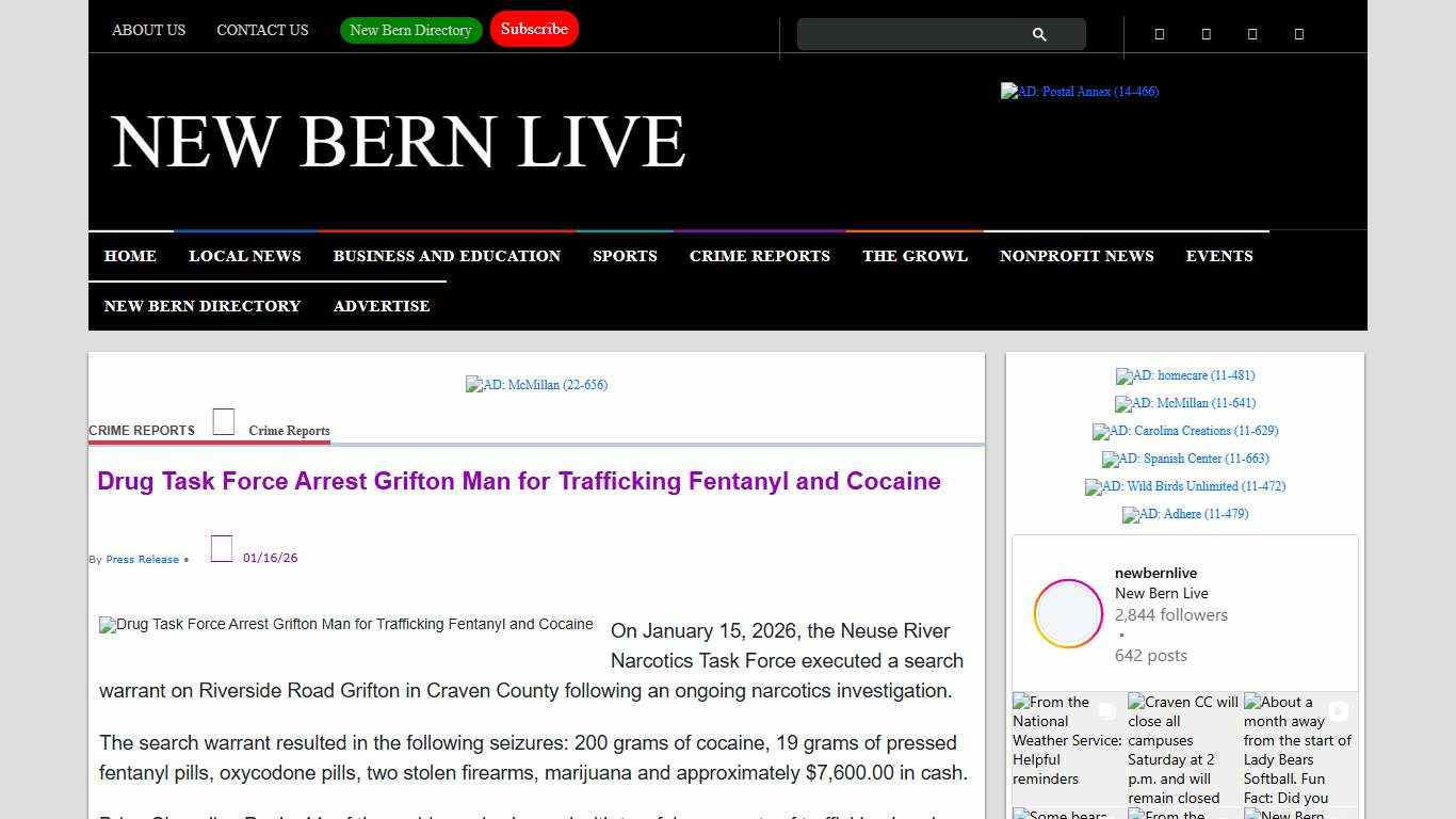 Drug Task Force Arrest Grifton Man for Trafficking Fentanyl and Cocaine